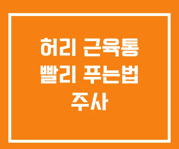 허리 근육통 빨리 푸는법 주사 허리 근육통 빨리 푸는법 주사