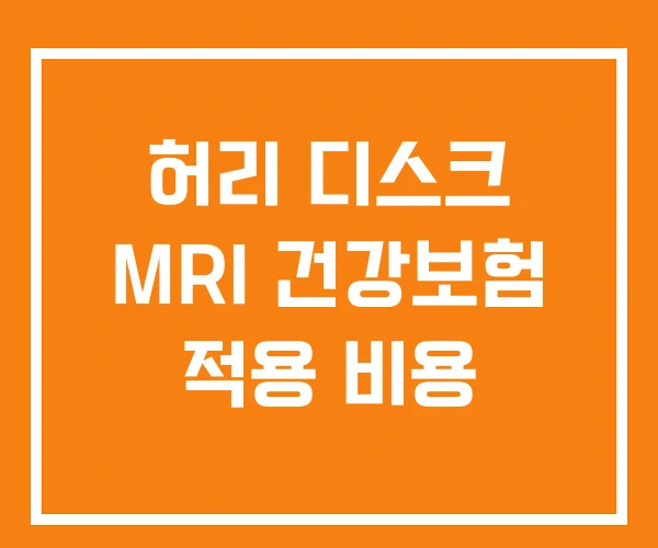 허리 디스크 MRI 건강보험 적용 비용