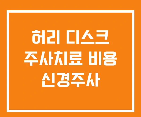 허리 디스크 주사치료 비용 신경주사