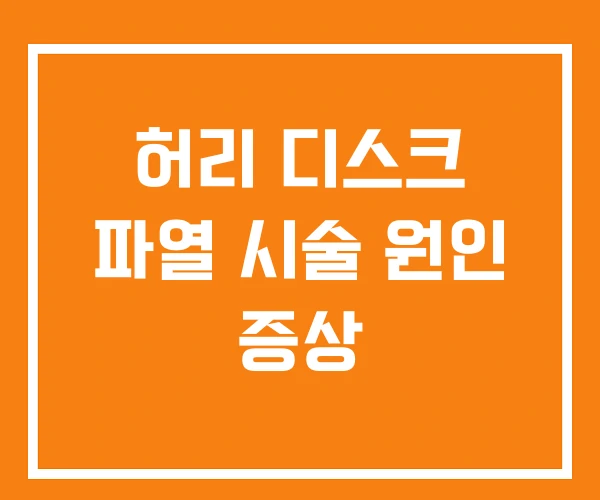 허리 디스크 파열 시술 원인 증상