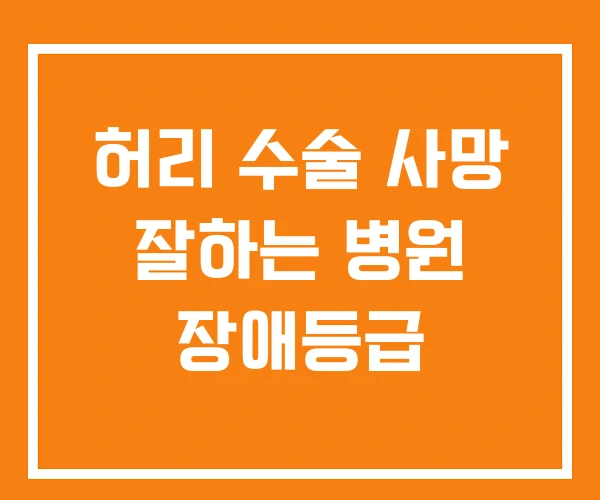 허리 수술 사망 잘하는 병원 장애등급