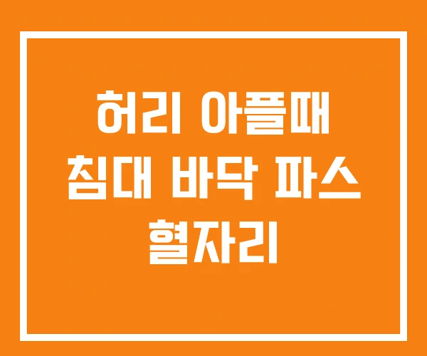 허리 아플때 침대 바닥 파스 혈자리