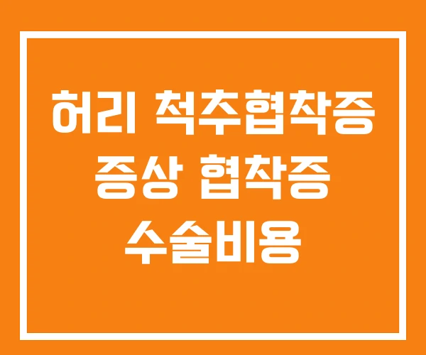 허리 척추협착증 증상 협착증 수술비용