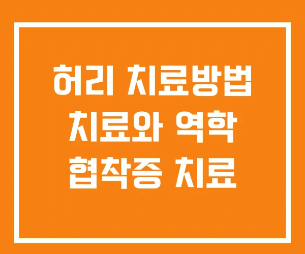 허리 치료방법 치료와 역학 협착증 치료