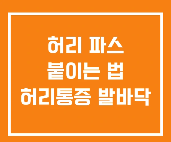 허리 파스 붙이는 법 허리통증 발바닥