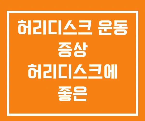 허리디스크 운동 증상 허리디스크에 좋은