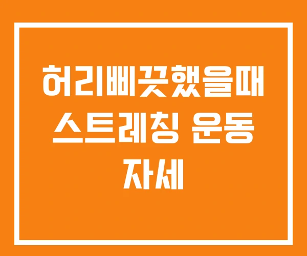 허리삐끗했을때 스트레칭 운동 자세