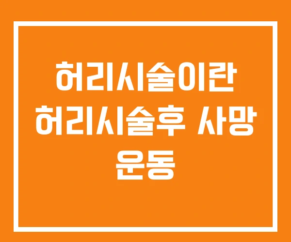 허리시술이란 허리시술후 사망 운동