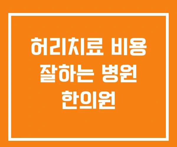 허리치료 비용 잘하는 병원 한의원