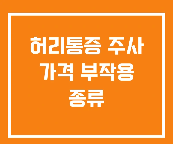 허리통증 주사 가격 부작용 종류