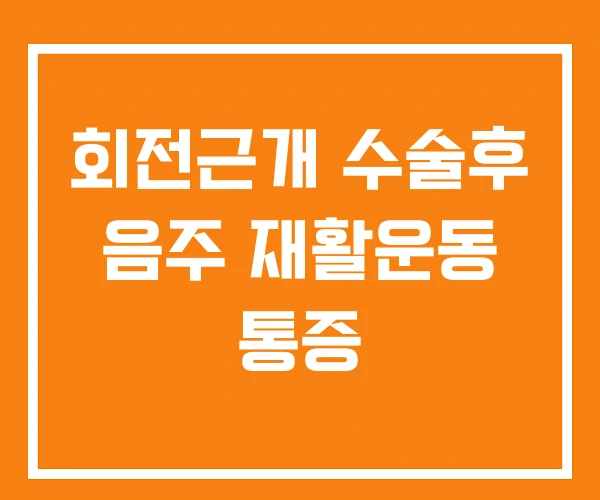 회전근개 수술후 음주 재활운동 통증