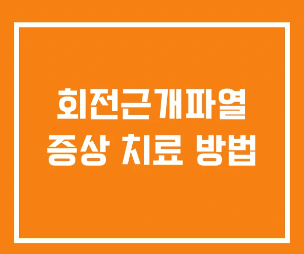 회전근개파열 증상 치료 방법