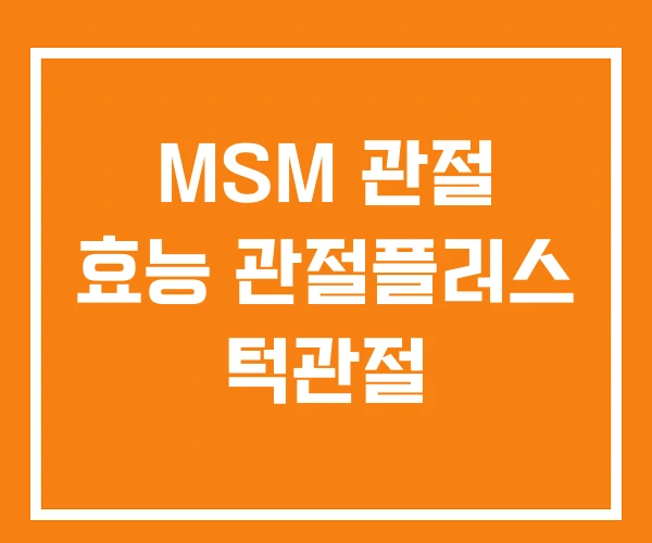 MSM 관절 효능 관절플러스 턱관절