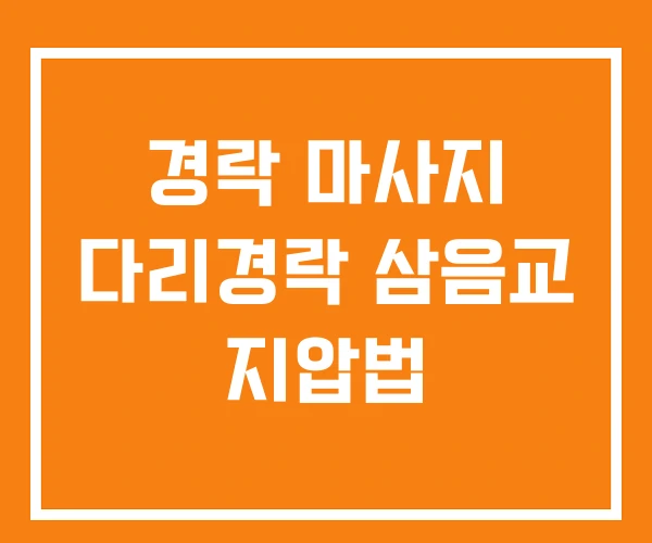 경락 마사지 다리경락 삼음교 지압법