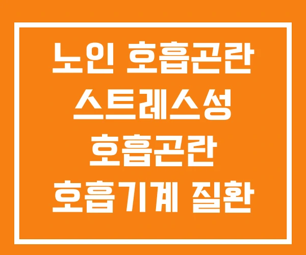 노인 호흡곤란 스트레스성 호흡곤란 호흡기계 질환 종류