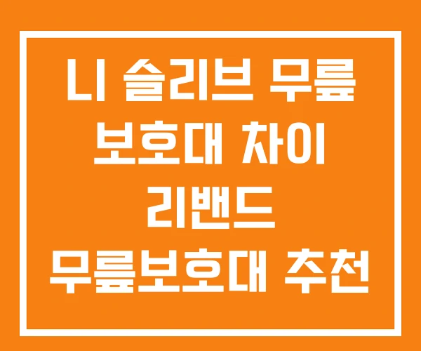 니 슬리브 무릎 보호대 차이 리밴드 무릎보호대 추천