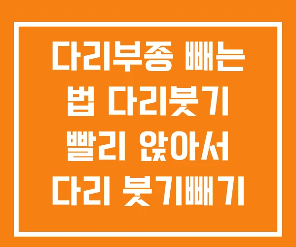 다리부종 빼는 법 다리붓기 빨리 앉아서 다리 붓기빼기