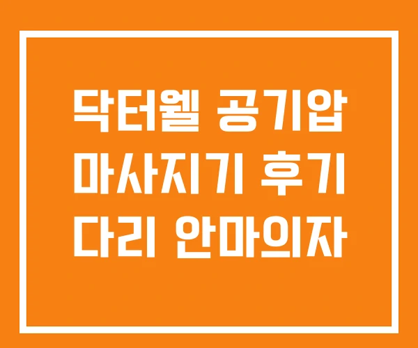 닥터웰 공기압 마사지기 후기 다리 안마의자