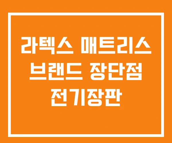 라텍스 매트리스 브랜드 장단점 전기장판