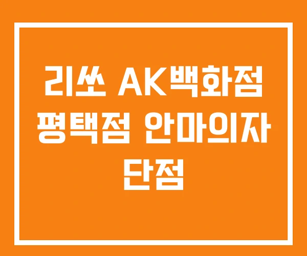 리쏘 AK백화점 평택점 안마의자 단점