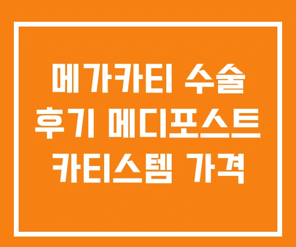 메가카티 수술 후기 메디포스트 카티스템 가격
