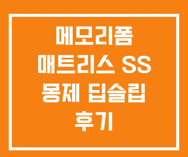 메모리폼 매트리스 SS 몽제 딥슬립 후기