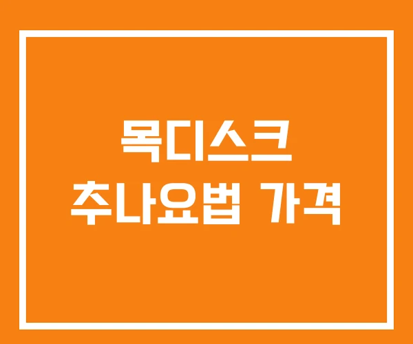 목디스크 추나요법 가격