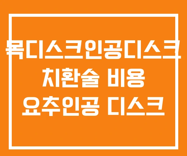 목디스크인공디스크 치환술 비용 요추인공 디스크