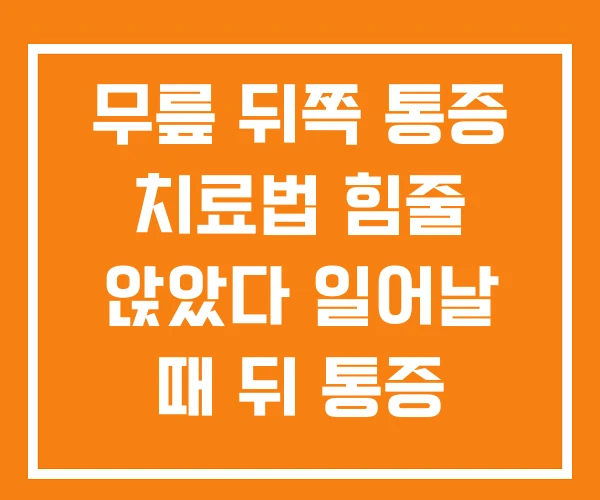 무릎 뒤쪽 통증 치료법 힘줄 앉았다 일어날 때 뒤 통증