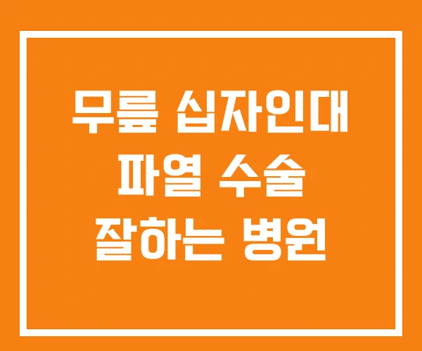 무릎 십자인대 파열 수술 잘하는 병원