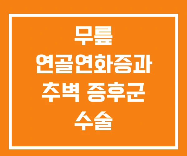 무릎 연골연화증과 추벽 증후군 수술
