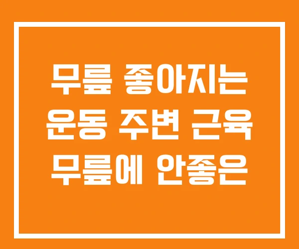 무릎 좋아지는 운동 주변 근육 무릎에 안좋은