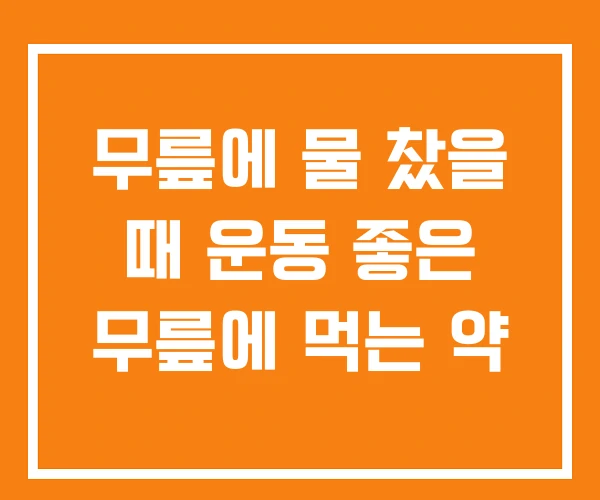 무릎에 물 찼을 때 운동 좋은 무릎에 먹는 약