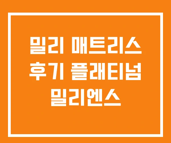 밀리 매트리스 후기 플래티넘 밀리엔스 밀리 매트리스 후기 플래티넘 밀리엔스