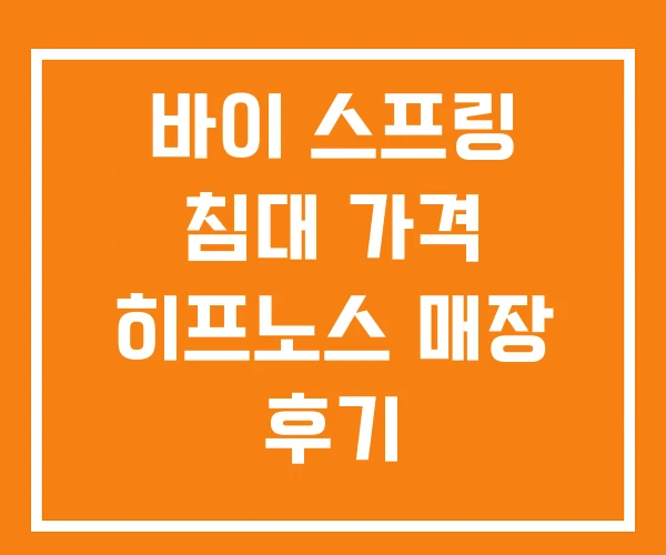 바이 스프링 침대 가격 히프노스 매장 후기