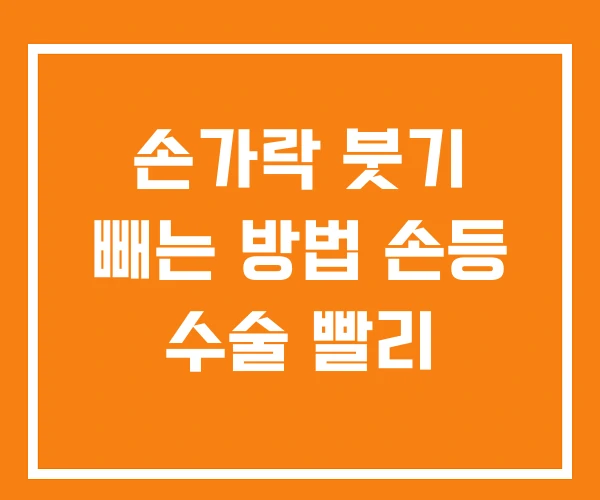 손가락 붓기 빼는 방법 손등 수술 빨리
