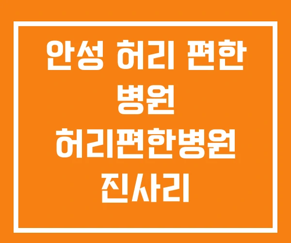 안성 허리 편한 병원 허리편한병원 진사리