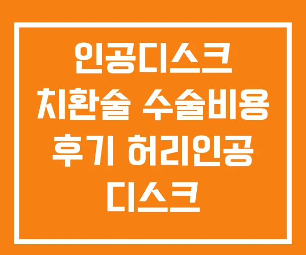 인공디스크 치환술 수술비용 후기 허리인공 디스크