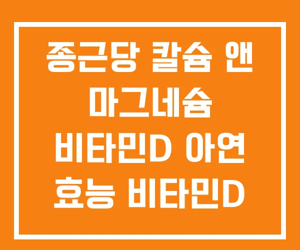 종근당 칼슘 앤 마그네슘 비타민D 아연 효능 비타민D