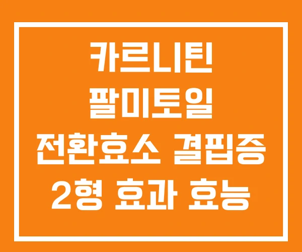카르니틴 팔미토일 전환효소 결핍증 2형 효과 효능