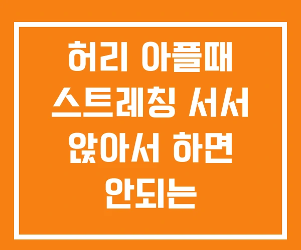 허리 아플때 스트레칭 서서 앉아서 하면 안되는
