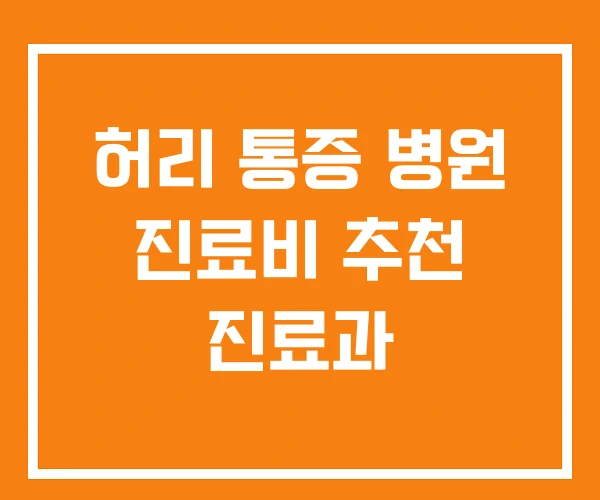 허리 통증 병원 진료비 추천 진료과 허리 통증 병원 진료비 추천 진료과