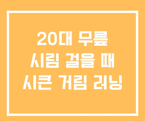 20대 무릎 시림 걸을 때 시큰 거림 러닝 20대 무릎 시림 걸을 때 시큰 거림 러닝
