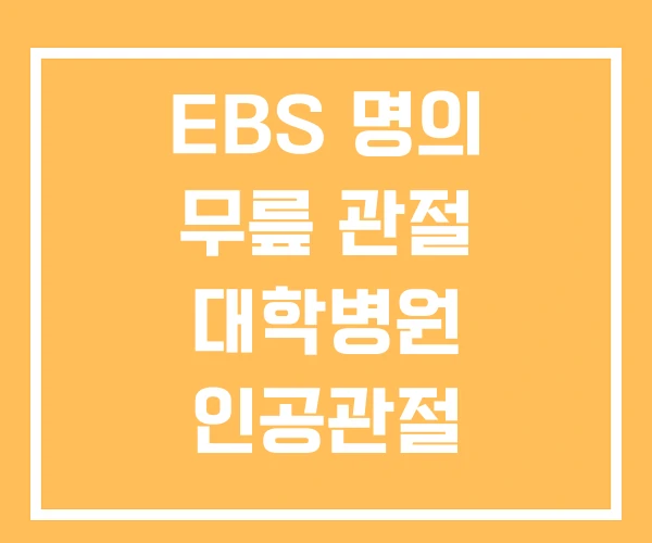 EBS 명의 무릎 관절 대학병원 인공관절 수술비용 수술 EBS 명의 무릎 관절 대학병원 인공관절 수술비용 수술
