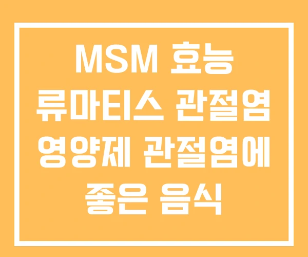 MSM 효능 류마티스 관절염 영양제 관절염에 좋은 음식 MSM 효능 류마티스 관절염 영양제 관절염에 좋은 음식