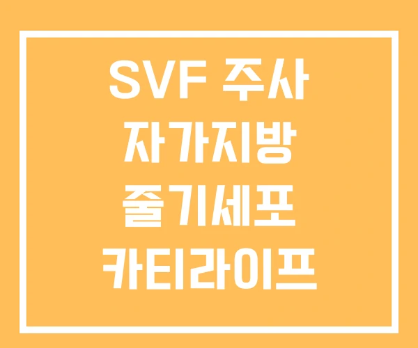 SVF 주사 자가지방 줄기세포 카티라이프