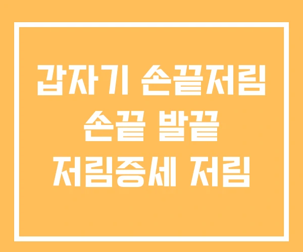 갑자기 손끝저림 손끝 발끝 저림증세 저림 갑자기 손끝저림 손끝 발끝 저림증세 저림