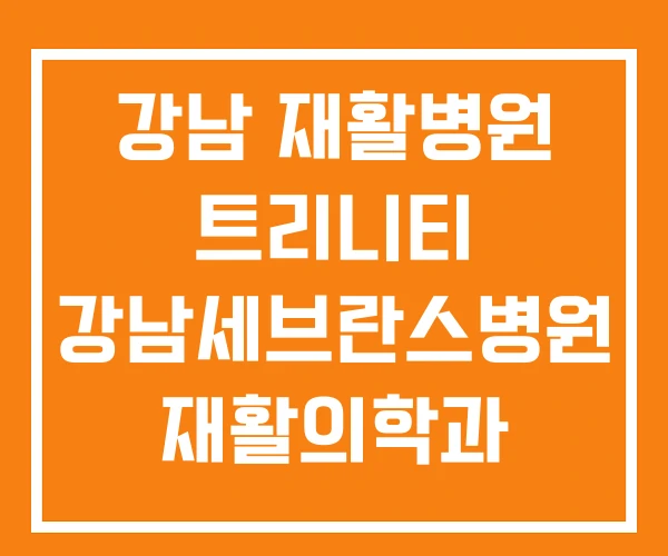 강남 재활병원 트리니티 강남세브란스병원 재활의학과 강남 재활병원 트리니티 강남세브란스병원 재활의학과