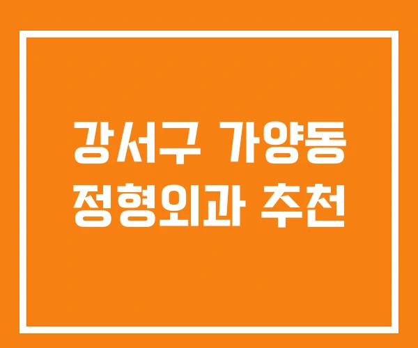 강서구 가양동 정형외과 추천 강서구 가양동 정형외과 추천