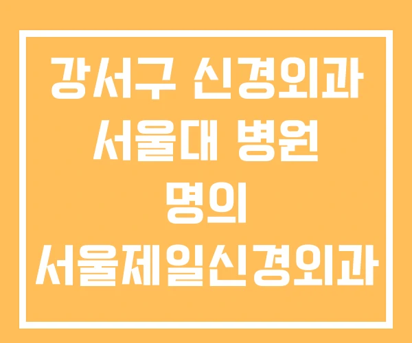 강서구 신경외과 서울대 병원 명의 서울제일신경외과 강서구 신경외과 서울대 병원 명의 서울제일신경외과